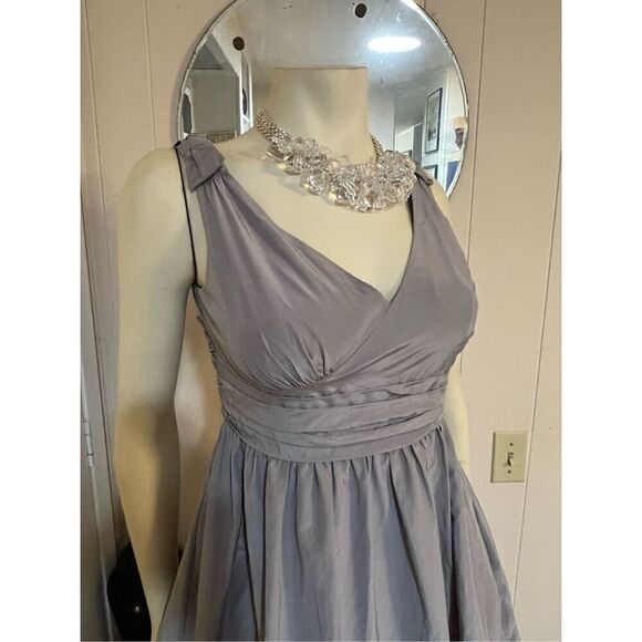 Anthropologie Hitherto Gray Silk Blend Fit & Flare Sleeveless Party Dress w/3 Pe - Picture 5 of 9
